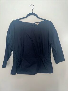 GAP Navy 3/4 Sleeve Peplum Top